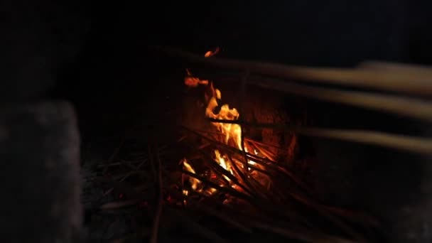 Bir Adam Fırın Yangın Kindles Ağır Çekim — Stok video