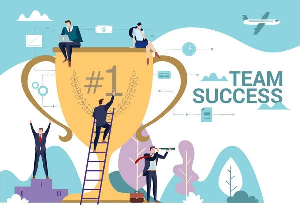 Obchodní tým má odměnu za tvrdou práci. Slovo úspěchu týmu. — Stockový vektor