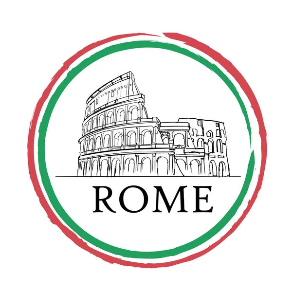 İtalyan Ulusal bayrağı ile Roma Şehir logoposter — Stok Vektör