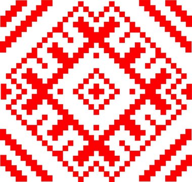 Belorussian geleneksel süs. Kırmızı iplikli Slav nakışı. Nakış