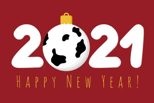 Felice Anno Nuovo 2021 Capodanno 2021 Con Una Palla Macchie — Vettoriale Stock