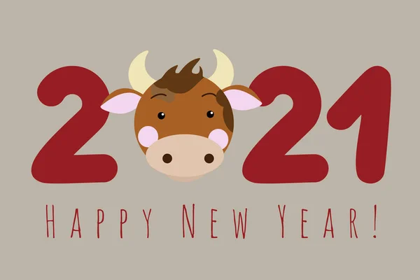 Feliz Año Nuevo 2021 Año Nuevo 2021 Del Buey Con — Vector de stock