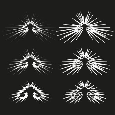 Soyut kanat şekilleri. Geometrik tüy formları. Vektör doğrusal çizim. Modern sanat sembolü. EPS 10.