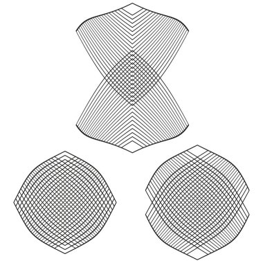 Soyut geometrik şekiller. Tek renkli çizgi desenleri. Dinamik çarpıtma çizimi. Vektör sanat grafiği. EPS 10.