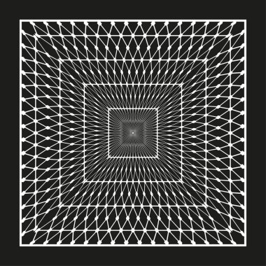 Soyut kare desen. Geometrik çizgi şekilleri. Optik illüzyon Vektörü. Perspektif çizimi birleştiriliyor. EPS 10.