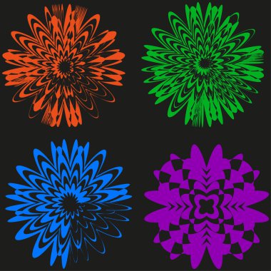 Renkli patlama sembolleri. Soyut grunge şekilleri. Geometrik grafik vektörü. Parlak dekoratif çizim. EPS 10.