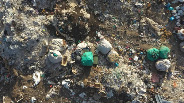 Disparo Aéreo Basura Que Yacía Entre Campo Volando Sobre Basura — Foto de Stock