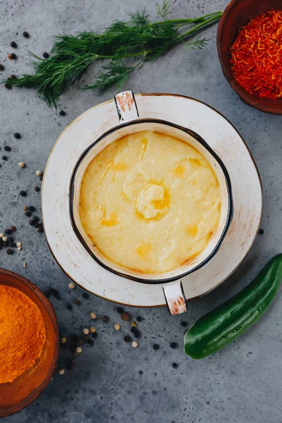 Muhlama - corn porridge with cheese. Kuymak - Guymak - Mihlama - Yaglas — Stock Photo, Image