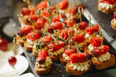 et ve sebze ile lüks Canape. Closeup