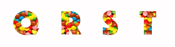 Candy Alphabet Font Feito Doces Coloridos Reais Cortar Forma Letra — Fotografia de Stock