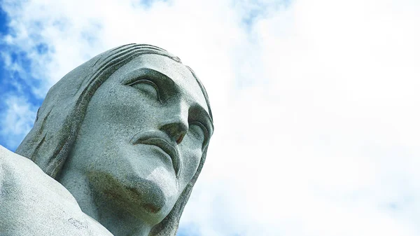 Famoso Cristo Redentor en Río de Janeiro, Brasil. Rostro de Cristo Redentor — Foto de Stock