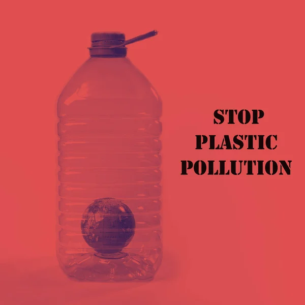 Creative Layout World Environment Day Stop Plastic Pollution Globe Symbol — Stock Photo, Image