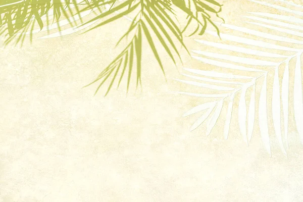 Palm leaf shadows on a white sand on tropical beach. Royalty Free Stock Images