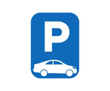 Araba park etme ikonu, araba park yeri tabelası. Otomobil imzası vektör tasarımı ve illüstrasyonu için park.