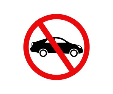 Araba tabelası yok. Park yeri yok, park yeri uyarısı yok. Araba girişi yok, kırmızı daire işareti vektör tasarımı ve illüstrasyonu.