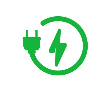 Elektrik güç simgesi işareti. Çevre dostu araç konsept vektör tasarımı ve illüstrasyonu. 