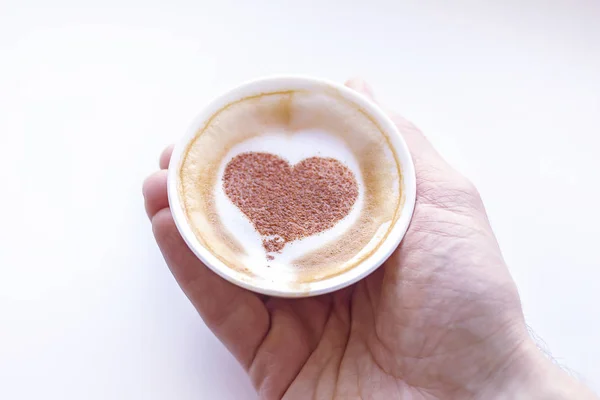 Recorte Camino Incluido Latte Con Diseño Corazón — Foto de Stock