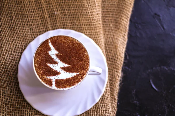 Cappuccino Noël Avec Arbre Noël — Photo