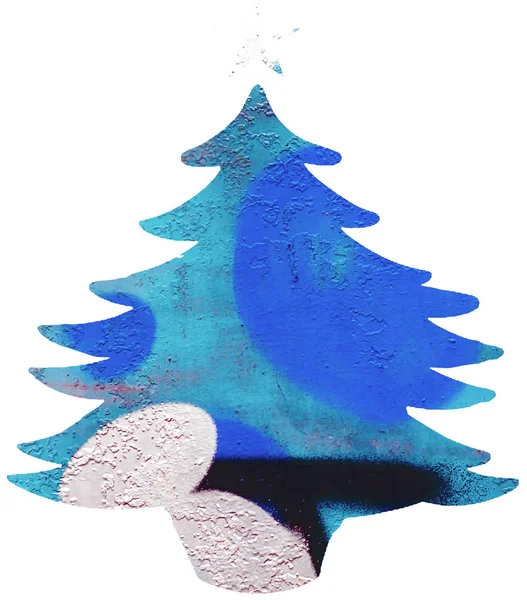 Weihnachtsbaum Vorlage Mit Natürlicher Textur Isoliert Auf Weißem Hintergrund — Stockfoto