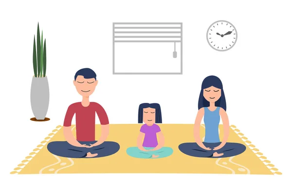 Küçük kızı olan aile meditasyon yapar evde negatif duyguları hafifletir..