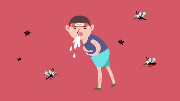 Mygga Bärare Denguefeber Och Zikavirus Myggkontroll Vektor Illustration Design — Stockvideo