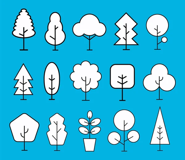 Set Icônes Arbre Plante Illustration Vectorielle — Image vectorielle