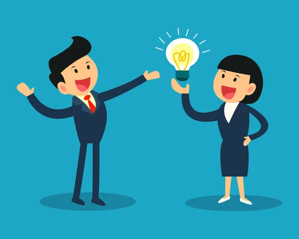 İş fikri konsepti. İş kadınının aklına bir fikir geldi..