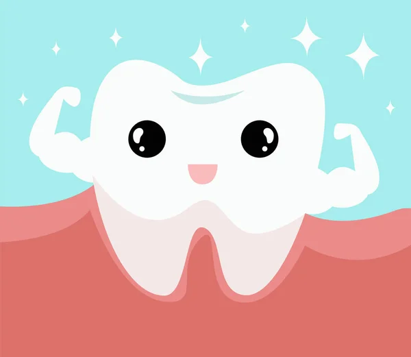 Οδοντιατρική Φροντίδα Καθαρό Και Βρώμικο Δόντι Μπλε Φόντο Χαριτωμένος Χαρακτήρας — Διανυσματικό Αρχείο