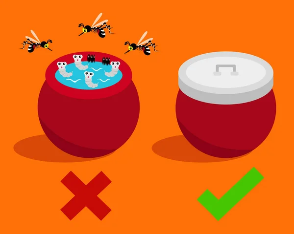 蚊虫控制概念 预防登革热和齐卡热 — 图库矢量图片