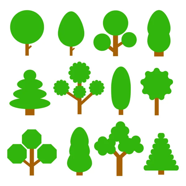 Arbres Isolés Sur Fond Blanc Illustration Vectorielle — Image vectorielle