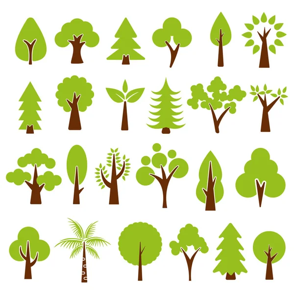 Arbres Isolés Sur Fond Blanc Illustration Vectorielle — Image vectorielle