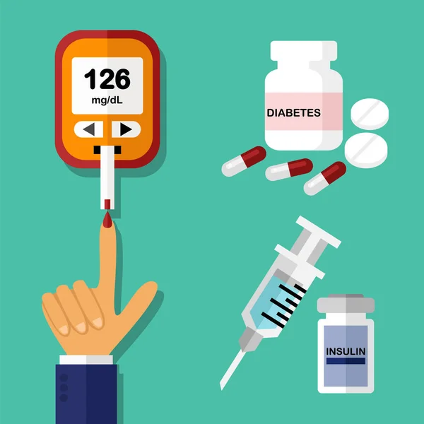 Diyabet konsepti, kan şekeri vektör çizimi testi