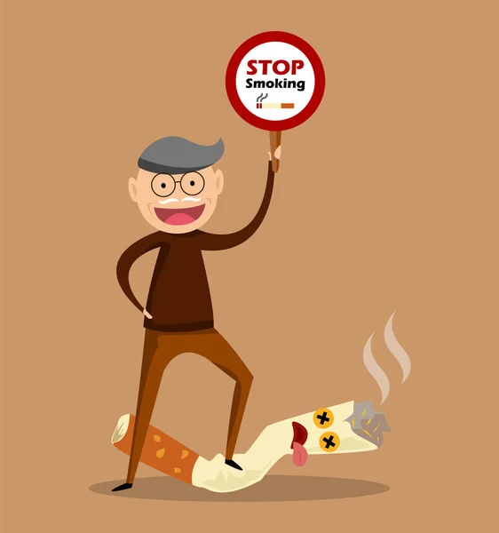 Σταματήστε Κάπνισμα Έννοια Άνθρωπος Επιτυχία Σταματήσει Κάπνισμα Σχεδιασμός Διανυσματικής Απεικόνισης — Διανυσματικό Αρχείο