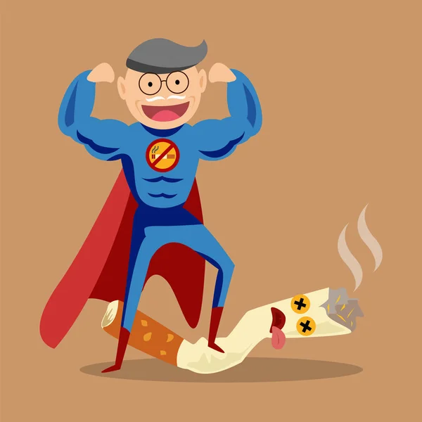 Sigara içmeyi bırak, erkek sigarayı bırakmayı başarıyor. vektör çizimi tasarımı.