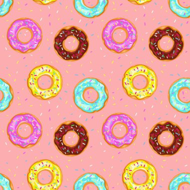 Pembe arka planda izole edilmiş, pürüzsüz desenli çörekler.