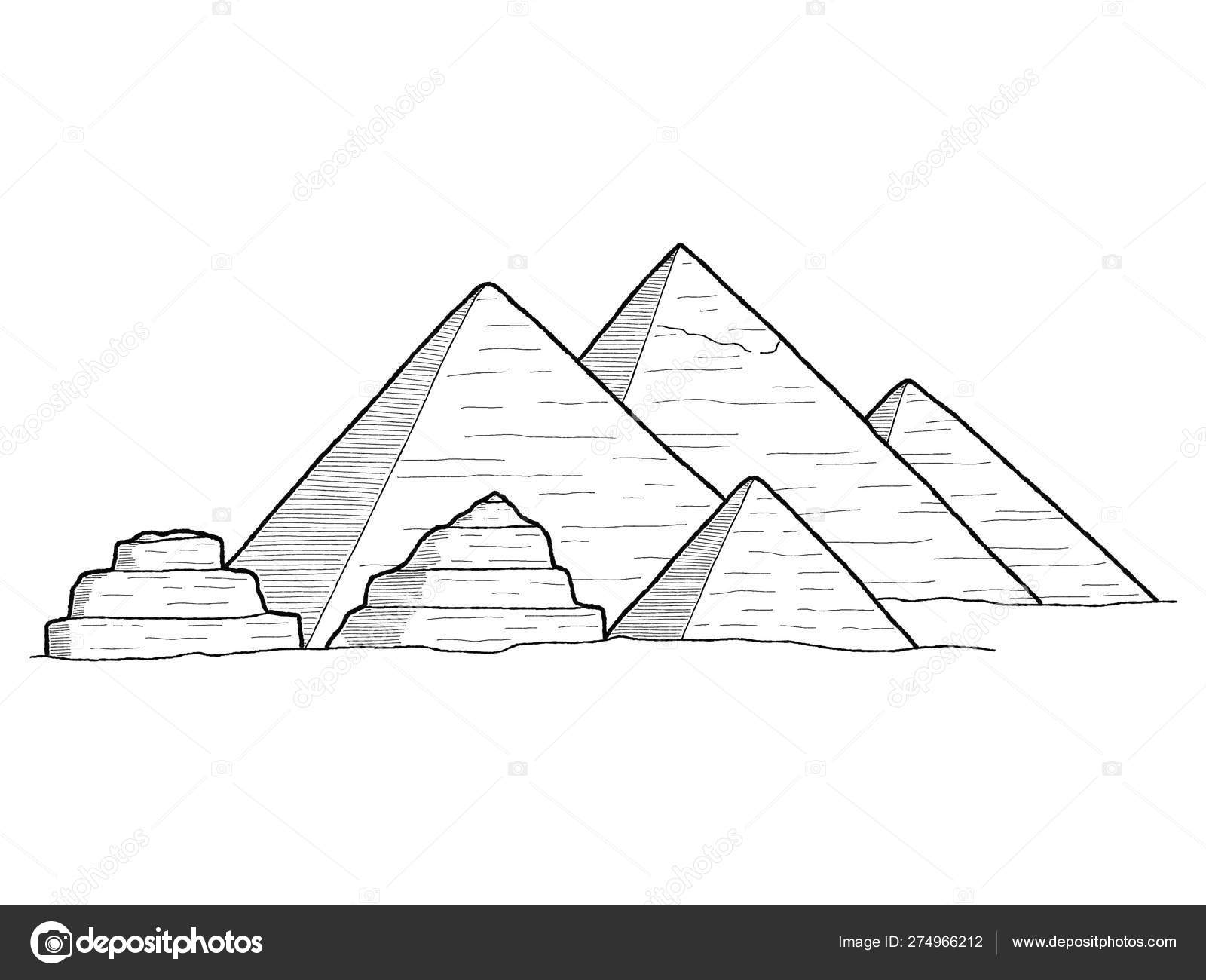 Los Niños Colorean El Paisaje Del Vector De Egipto Con Las Pirámides.  Estilo Zen Enredo. Línea Blanca Y Negra Ilustraciones svg, vectoriales,  clip art vectorizado libre de derechos. Image 92682896