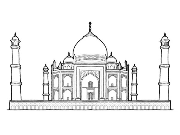 Taj Mahal Agra Uttar Pradesh Indien Meilenstein Vektorillustration Handgezeichnete Cartoon — Stockvektor