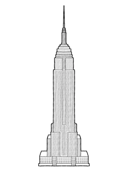 帝国大厦 曼哈顿 纽约市 矢量插图手绘卡通艺术 — 图库矢量图片