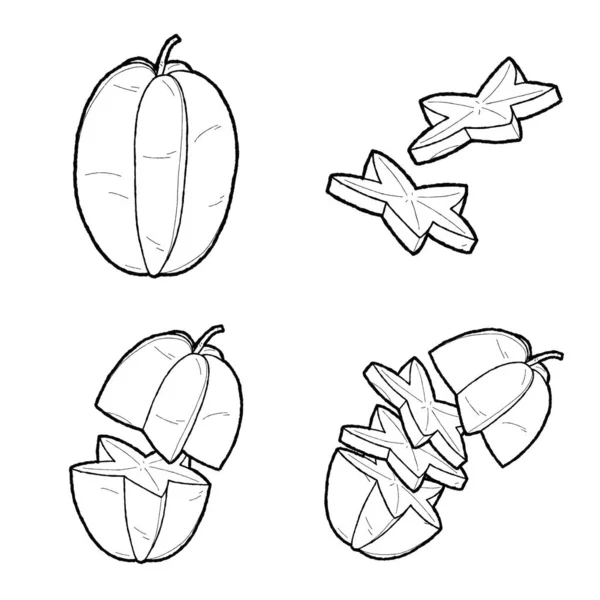 Star Meyve Vektör Llüstrasyon Çizilmiş Meyve Karikatür — Stok Vektör