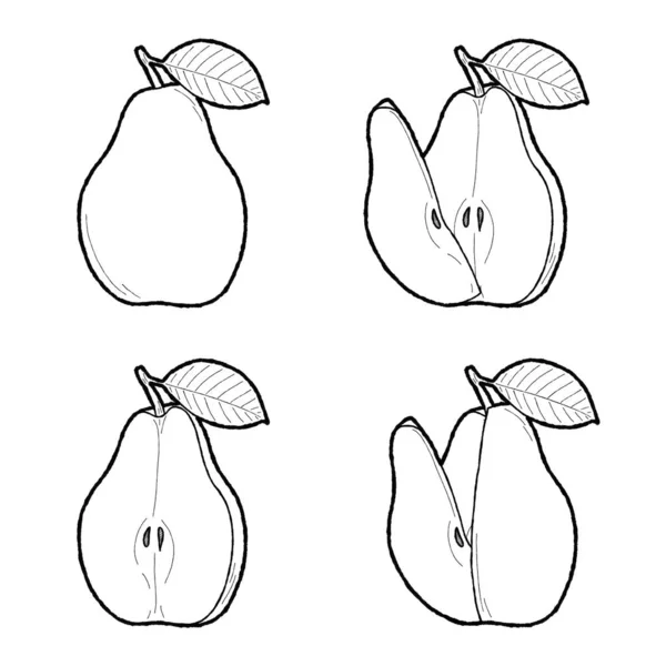 Illustration Vectorielle Coing Dessin Animé Fruits Dessiné Main — Image vectorielle