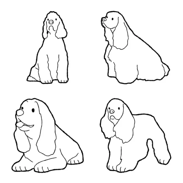 American Cocker Spaniel Vettoriale Illustrazione Disegnato Mano Animale Cartone Animato — Vettoriale Stock