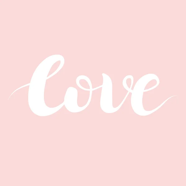 Niedlich schöne Typografie auf rosa Hintergrund mit handgezeichneten Wort Liebe. Handgefertigte Vektor moderne Kalligraphie. — Stockvektor
