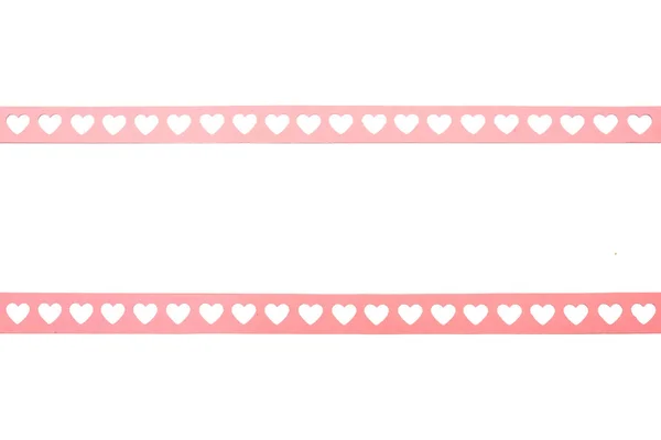 Valentine's Day Pink Paper Hearts Frame as Old fashioned 35mm filmstrip. — Stock Photo, Image