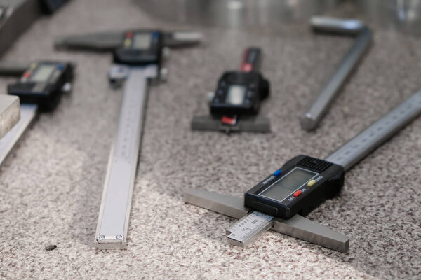 Electronic caliper. Close up, depth of field, selective focus.