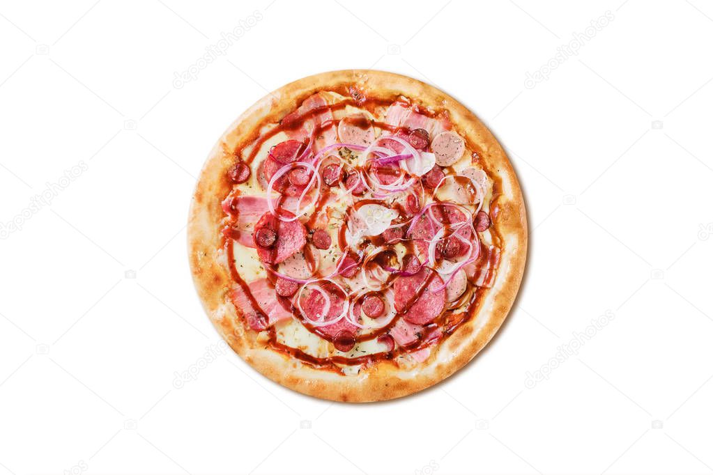 Traditional Italian pizza BBQ isolated on white background for menu