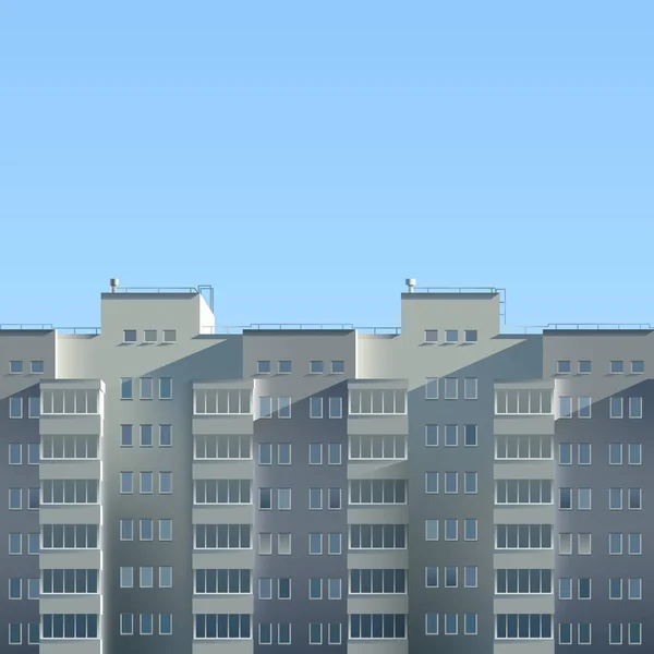 Rajzfilm stílusú llustration. Poszter. Reális nyári többszintes épület. A város színhelye — Stock Fotó