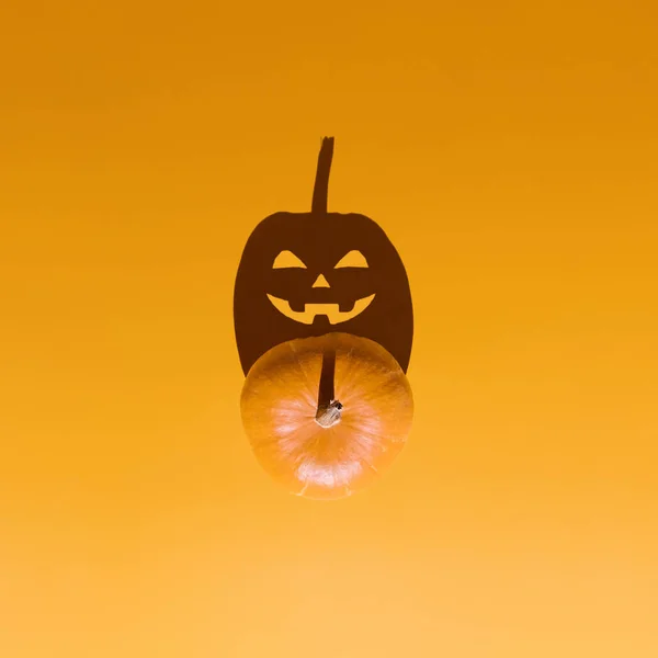 Mutlu Cadılar Bayramı minimum konsepti. Korkunç Jack O Lantern kabağı — Stok fotoğraf