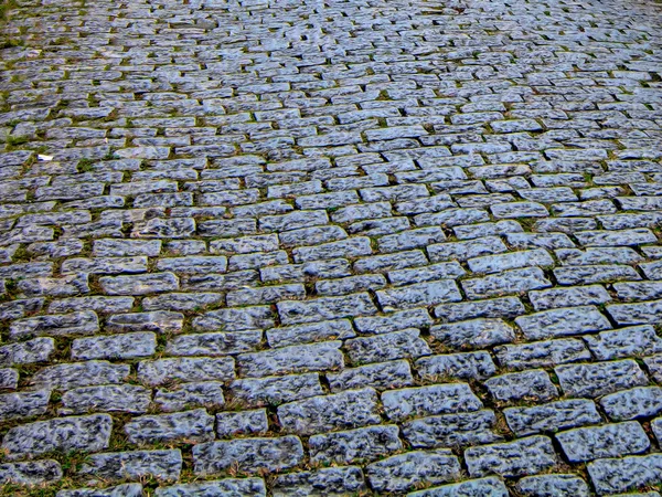 Grunge Rua Paralelepípedo Com Padrão Irregular Musgos Textura Fundo — Fotografia de Stock