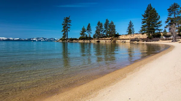 Lunga Esposizione Della Spiaggia Sand Harbor Lake Tahoe North Contea — Foto Stock