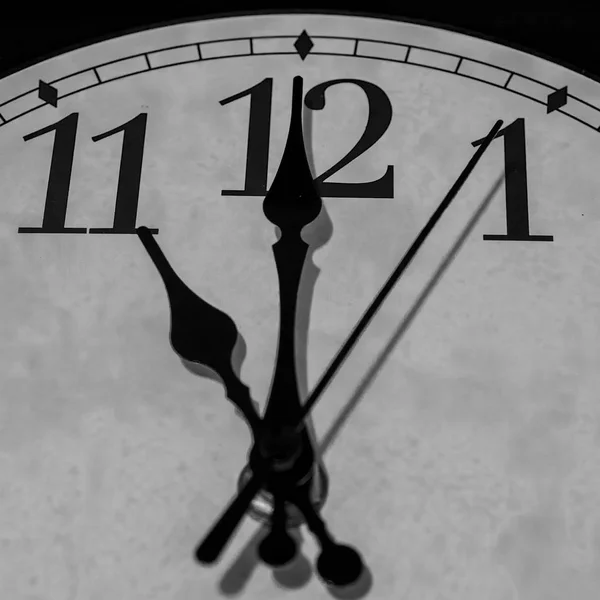 Closeup Pointers Clock Marking Eleven Oclock Black White Rendering — Stock Photo, Image